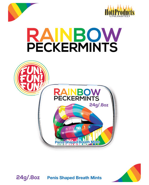Hott Products HP-3213 Pecker Shape Rainbow Mints, Peppermint Flavor, Tin-Carded