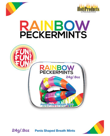 Hott Products HP-3213 Pecker Shape Rainbow Mints, Peppermint Flavor, Tin-Carded