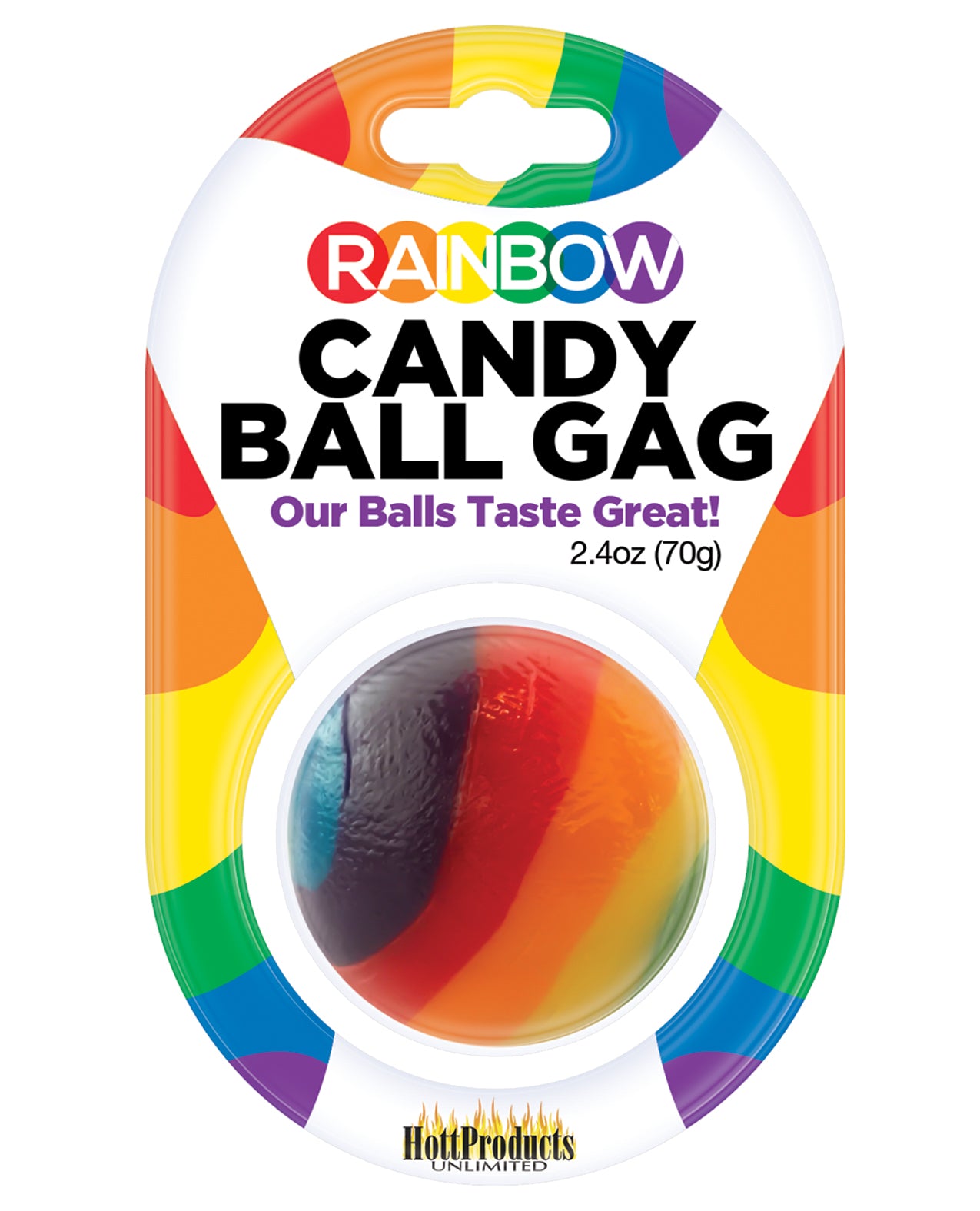 Hott Products HP-3257 Rainbow Candy Ball Gag, Strawberry Flavor