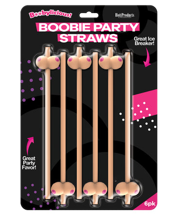 Hott Products HP-3258 Booby Straws, Flesh Pack of 6