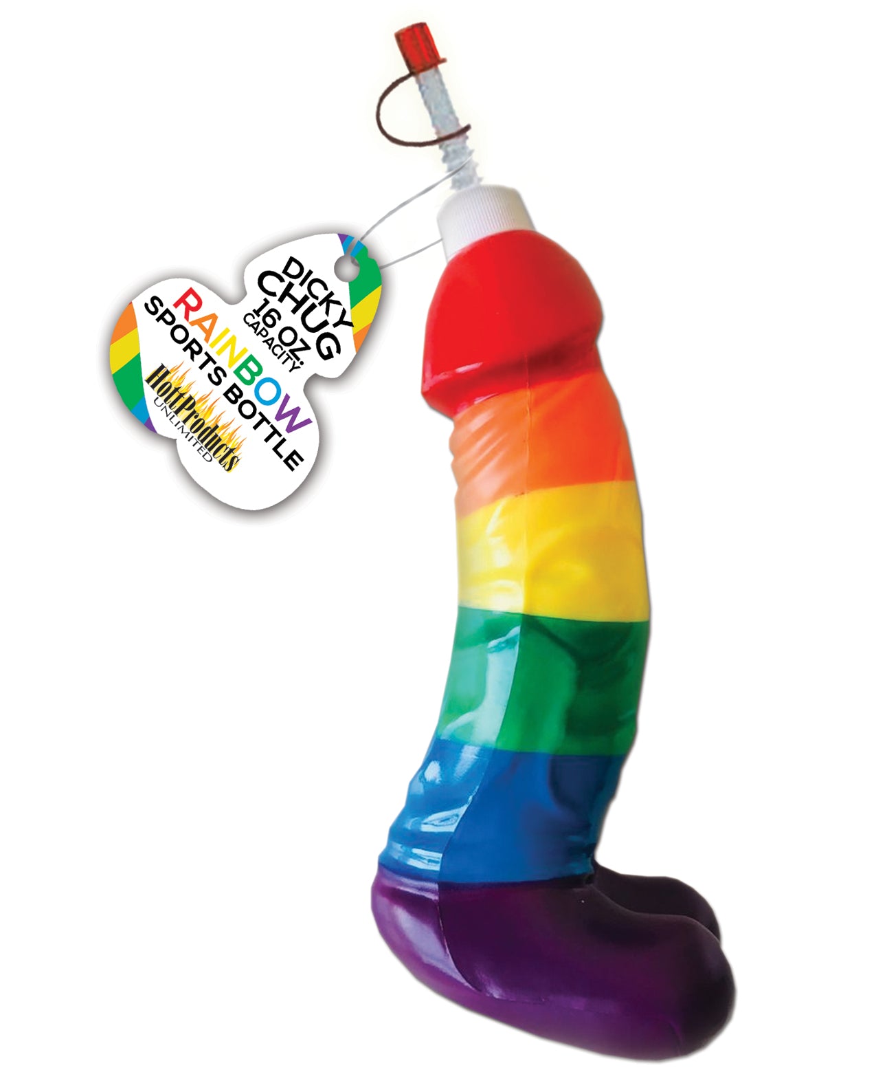 Hott Products HP-3264 Rainbow Dicky Chug Sports Bottle, 16oz Plastic