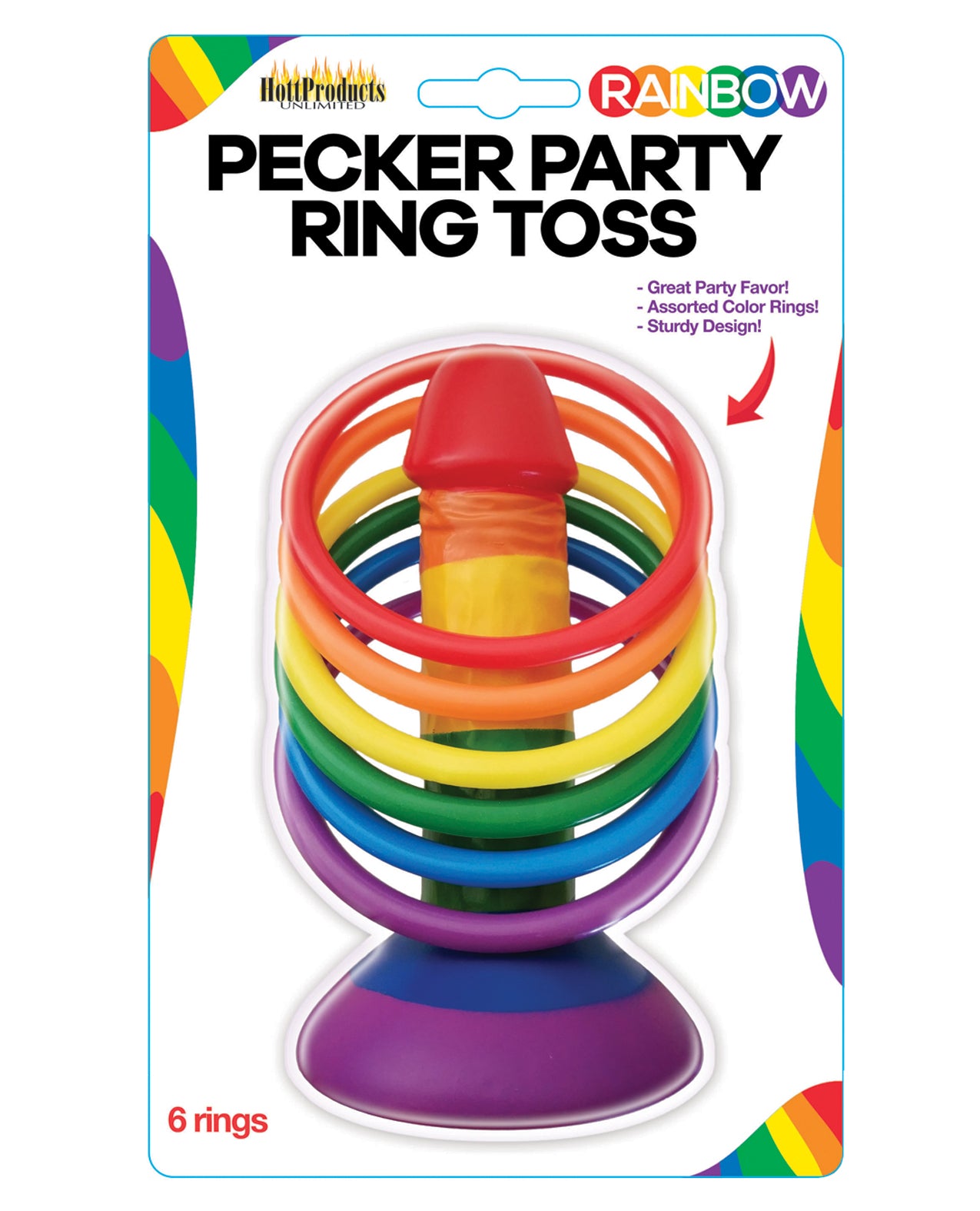 Hott Products HP-3280 Rainbow Pecker Party Ring Toss Game, Plastic