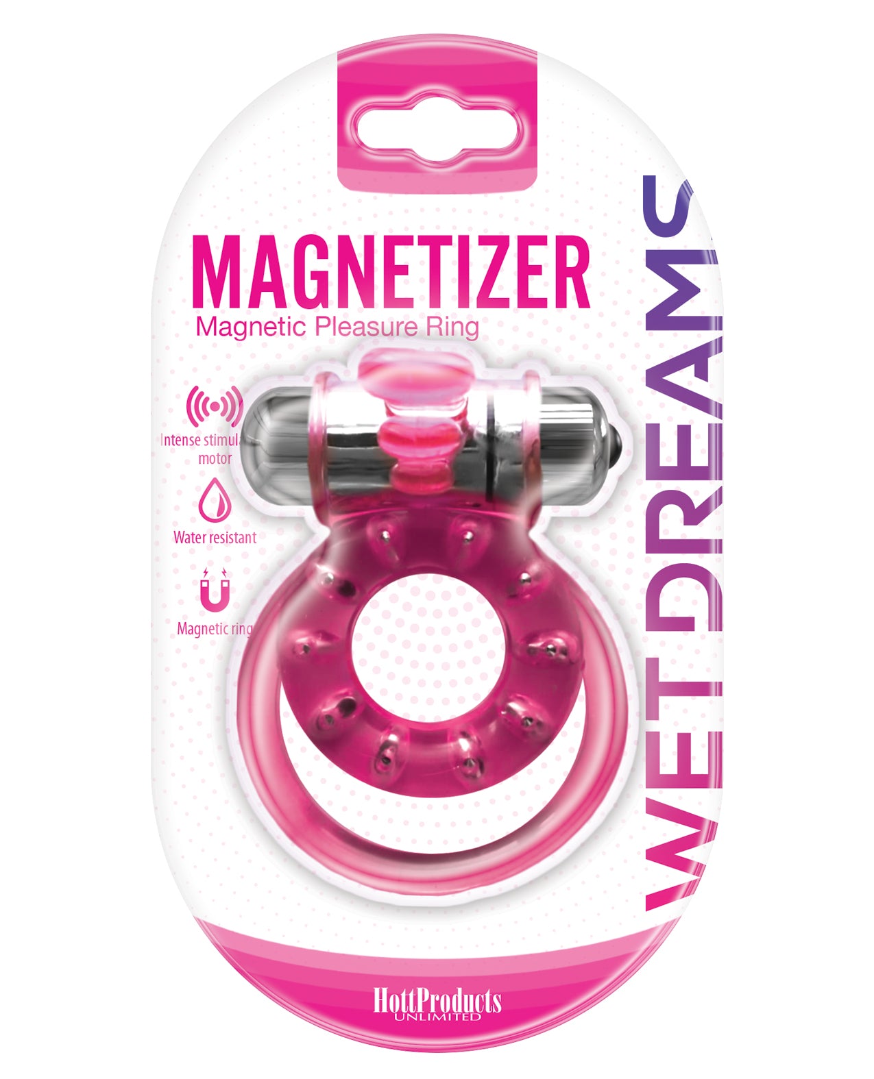 Hott Products Wet Dreams Magnetizer Magnetic Pleasure Ring, Pink - Vibrating