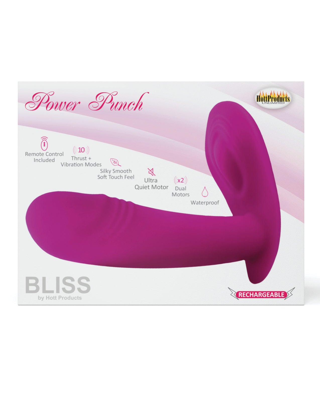 Hott Products Bliss Power Punch Thrusting Vibe, 10 Functions – Pink