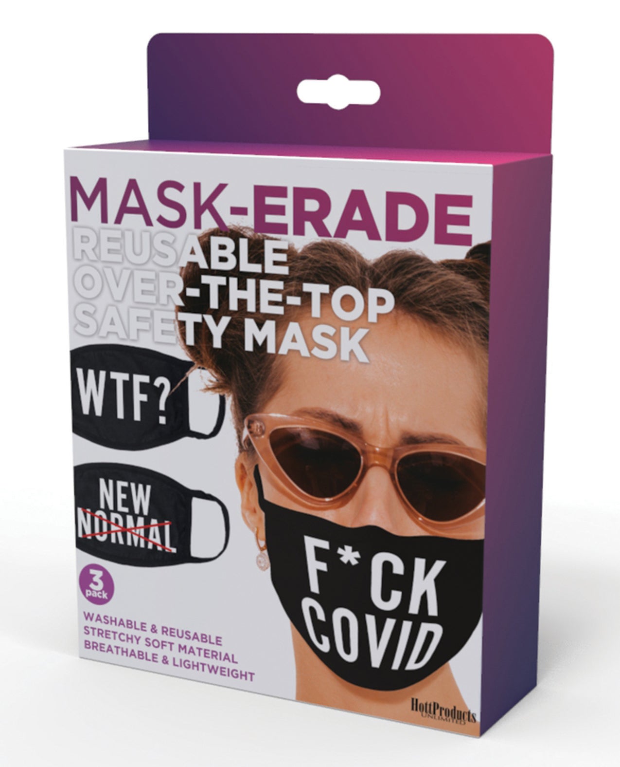 Hott Products HP-3325 Mask-erade 3-Pack Face Masks, Polyester/Spandex