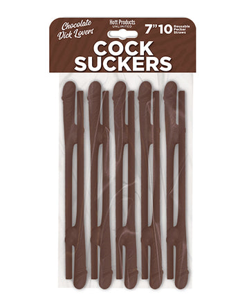 Hott Products HP-3447 Cock Suckers Pecker Straws, Pack of 10 Reusable Plastic