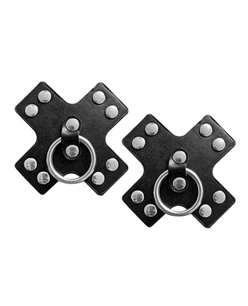 Hott Products HP-3458 Nipplicious Seducer Leather Pasties w/Ring, Black