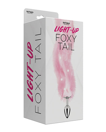 Hott Products HP-3480 Foxy Tail Light Up Faux Fur Butt Plug, Pink
