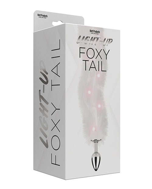 Hott Products HP-3481 Foxy Tail Light Up Butt Plug, White Faux Fur