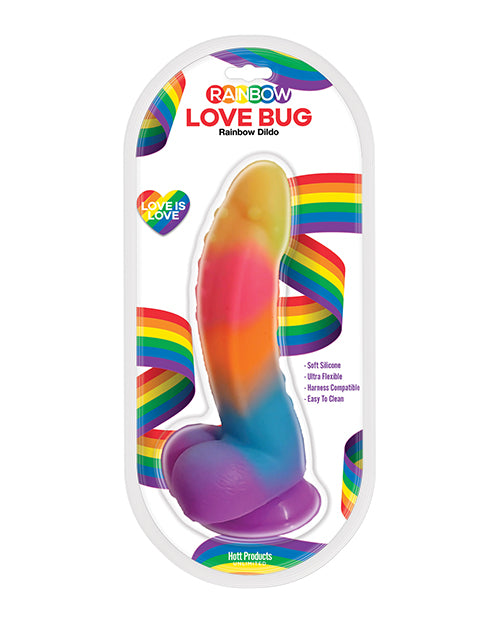 Hott Products Love Bug Dildo - Rainbow, 7 Inch Silicone