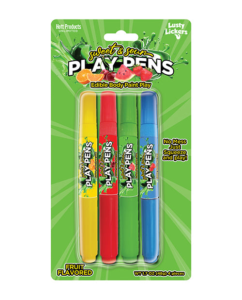 Hott Products Sweet & Sour Flavored Play Pens, Edible Fruit Ink - Pack of 4