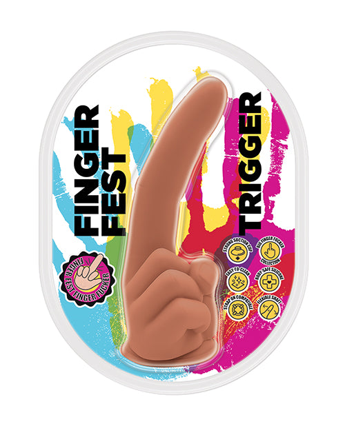 Hott Products Finger Fest Trigger Dildo, 7.5-inch Body-Safe Silicone – Tan