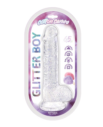 Hott Products HP-3790 Cotton Candy Glitter Boy Dildo, 6-Inch, Clear