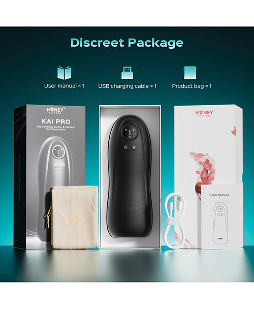 Honey Play Box Kai Pro App-Controlled Sucking and Vibrating Male Masturbator, AC-20-1000BL
