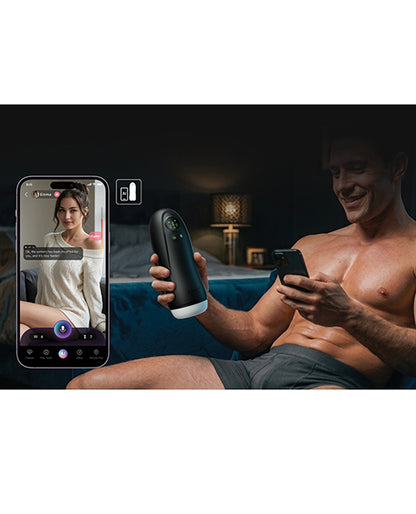Honey Play Box Kai Pro App-Controlled Sucking and Vibrating Male Masturbator, AC-20-1000BL