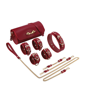 Honey Play Box SM-16-679RE Red Faux Leather Restraint Kit
