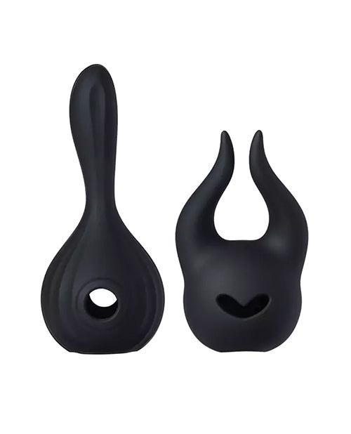 Honey Play Box PT-781BL Horns Pomi Wand Attachments Bundle, Black Silicone