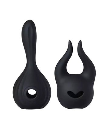 Honey Play Box PT-781BL Horns Pomi Wand Attachments Bundle, Black Silicone
