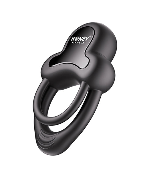 Honey Play Box Anello Double Cock Ring with Clitoral Stimulator, Black