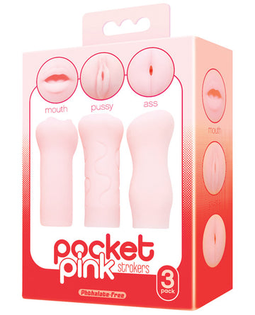 Icon Brands IC2333-2 Pocket Pink Strokers, 3-Pack TPR