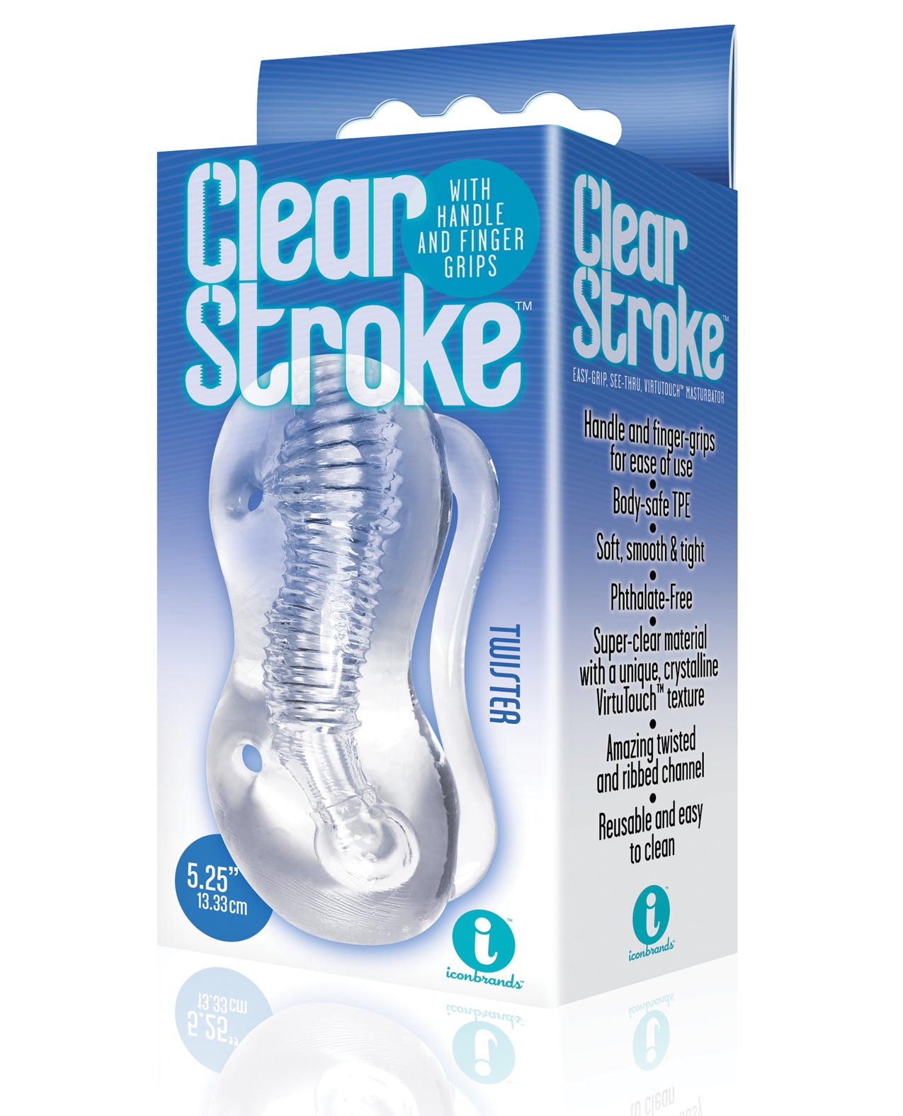 Icon IC2628-2 9's Clear Stroke Twister Masturbator, 5.25-inch TPE