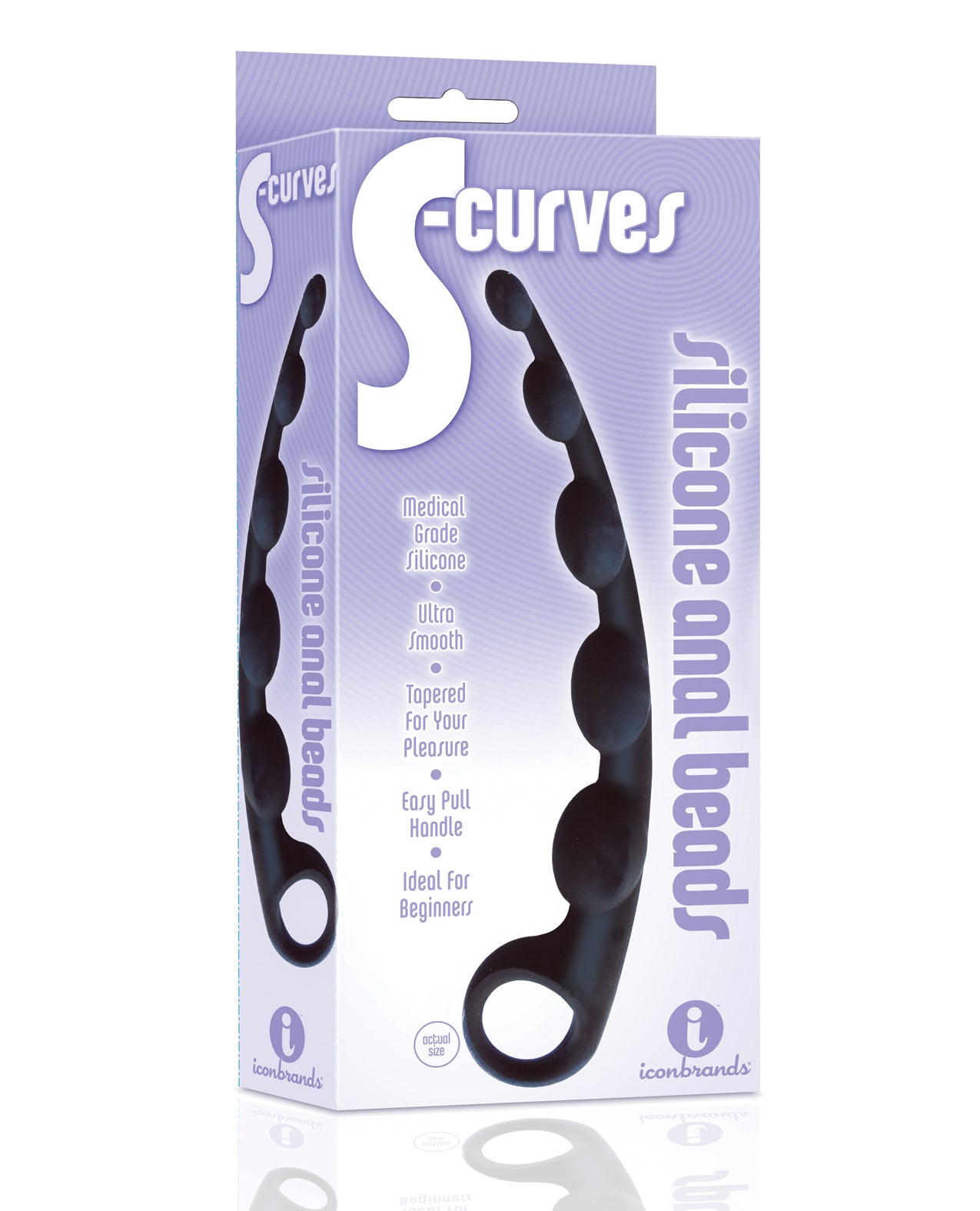 Icon Brands, Inc IC2650-2 9s S-Curved Silicone Anal Beads, Black
