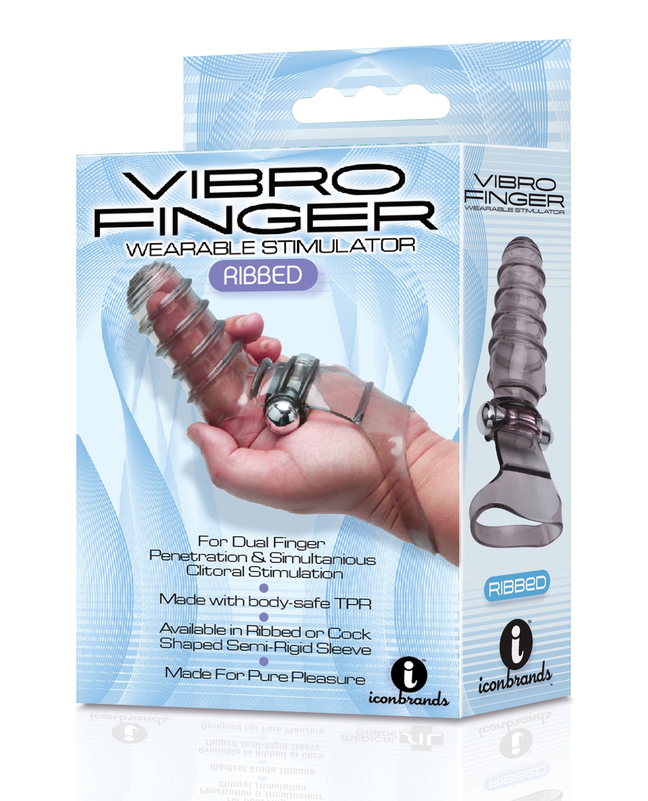 Icon Brands, Inc IC2651-2 The 9's Vibrofinger Ribbed Massager, Grey