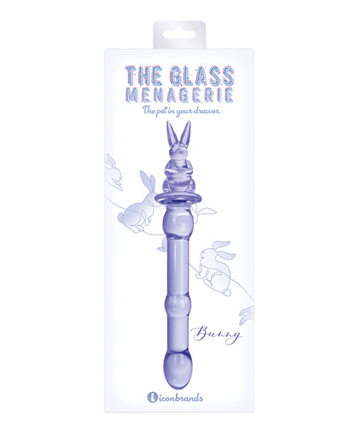 Icon Brands Glass Menagerie Rabbit Glass Dildo, Pink – 7.75-inch Total Length