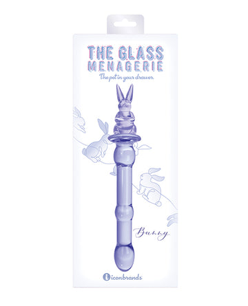 Icon Brands Glass Menagerie Rabbit Glass Dildo, Pink – 7.75-inch Total Length