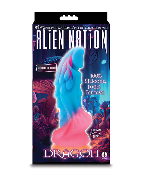 Alien Nation Glow Dragon Vibrating Silicone Dildo - Glow-in-the-Dark