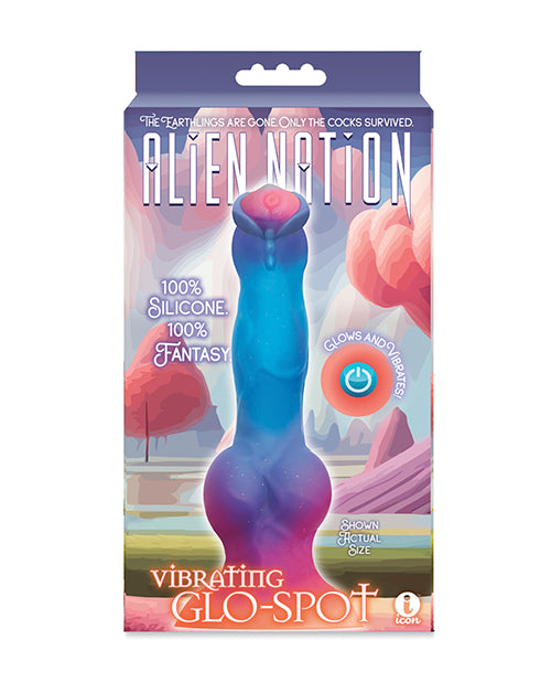 Icon Brands Alien Nation Glo-Spot Silicone Vibrating Dildo, USB Rechargeable