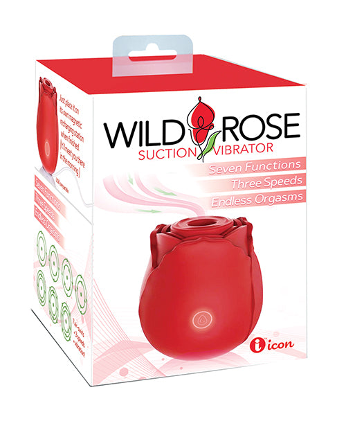 Icon Brands Wild Rose Classic Air-Suction Vibrator, Red – USB Rechargeable