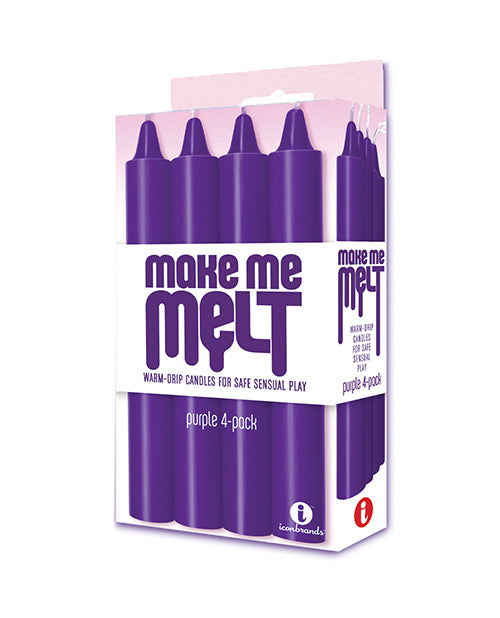 ELD Make Me Melt Sensual Warm-Drip Wax-Play Candles, Purple, 4-Pack