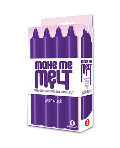 ELD Make Me Melt Sensual Warm-Drip Wax-Play Candles, Purple, 4-Pack