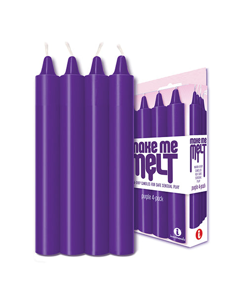 ELD Make Me Melt Sensual Warm-Drip Wax-Play Candles, Purple, 4-Pack