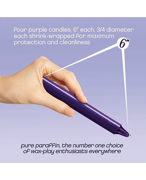 ELD Make Me Melt Sensual Warm-Drip Wax-Play Candles, Purple, 4-Pack