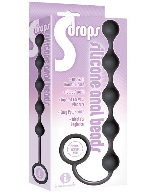 Icon Brands IC2315-2 The 9s S Drops Silicone Anal Beads, Black