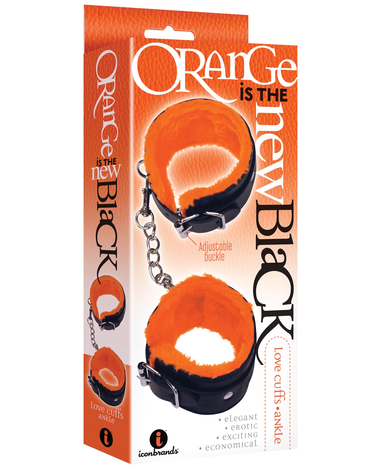 Icon Brands, Inc IC2321-2 Ankle Love Cuffs, Orange Faux Fur, Metal Buckles