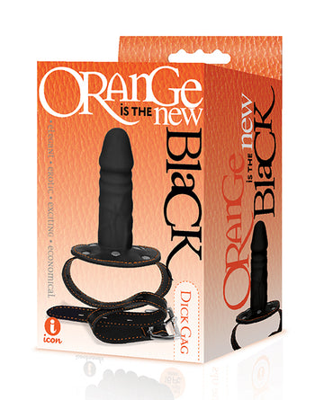 Icon Brands, Inc IC2534 9's Orange Silicone Dick Gag, Black, Leatherette