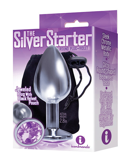 Icon Brands, Inc IC2607-2 Bejeweled Round Stainless Steel Plug, Violet