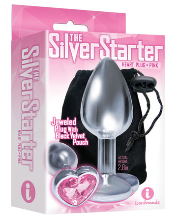 Icon Brands IC2609-2 Bejeweled Heart Stainless Steel Plug, Pink, 2.8"