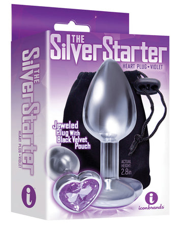 Icon Brands, Inc IC2610-2 Bejeweled Heart Anal Plug, Purple, 2.8"