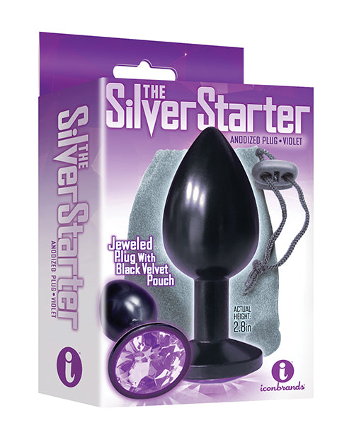 Icon Brands, Inc IC2612-2 Bejeweled Round Stainless-Steel Plug, Black/Violet