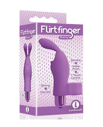 Icon Brands, Inc IC2669 Flirtfinger Bunny, Purple, Silicone, 0.75" x 4"