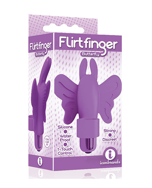 Icon Brands Flirtfinger Butterfly, Purple Silicone Finger Vibrator