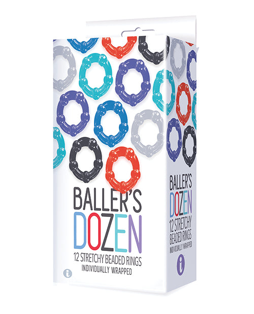 Icon Brands The 9's Baller's Dozen Beaded Cockring Set, 12-Pack