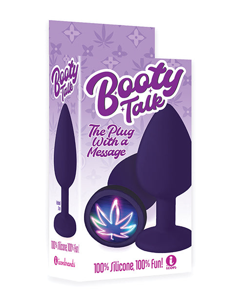 Icon Brands The 9's Booty Talk Neon Leaf Silicone Plug, Purple