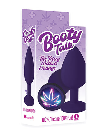 Icon Brands The 9's Booty Talk Neon Leaf Silicone Plug, Purple