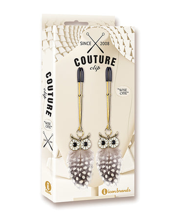 Icon Brands IC3300 Couture Clips Luxury Nipple Clamps, Black/White Faux Feather