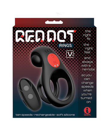 Icon Brands Massive Red Dot Cock Ring V2, Rechargeable with Remote